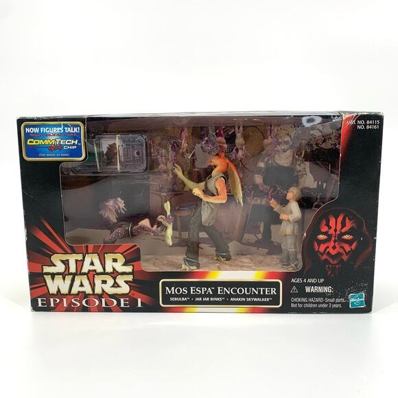 VTG 1999 Star Wars NIB Episode 1 Mos Espa Encounter Action Figures Jar Jar NOS - Picture 1 of 9